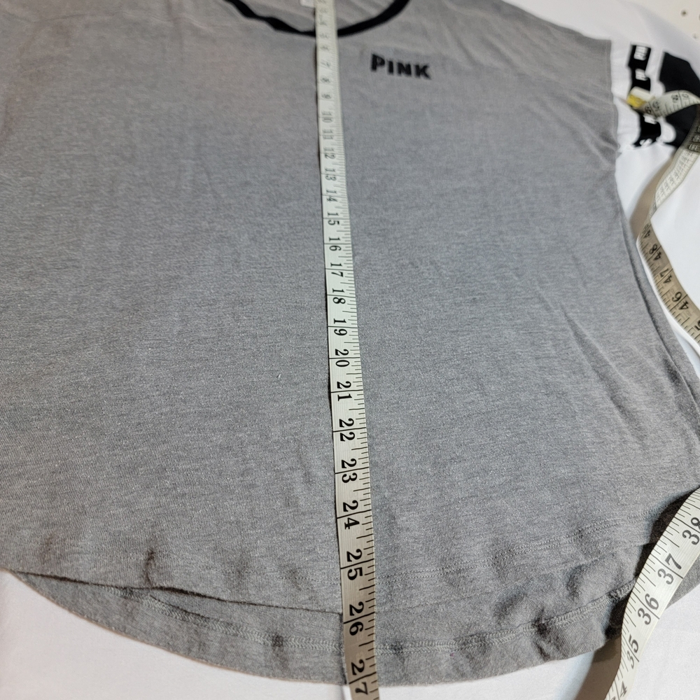 PINK Victoria's Secret Gray and Black Tee - Picture 8 of 8